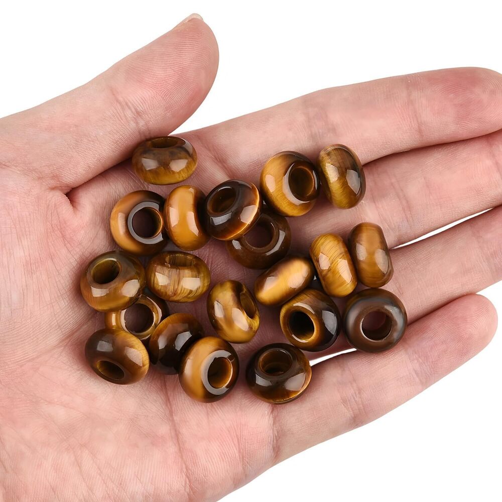 2001 20pcs Natural Large Hole Gemstone Beads for Jewelry Making, Yellow
